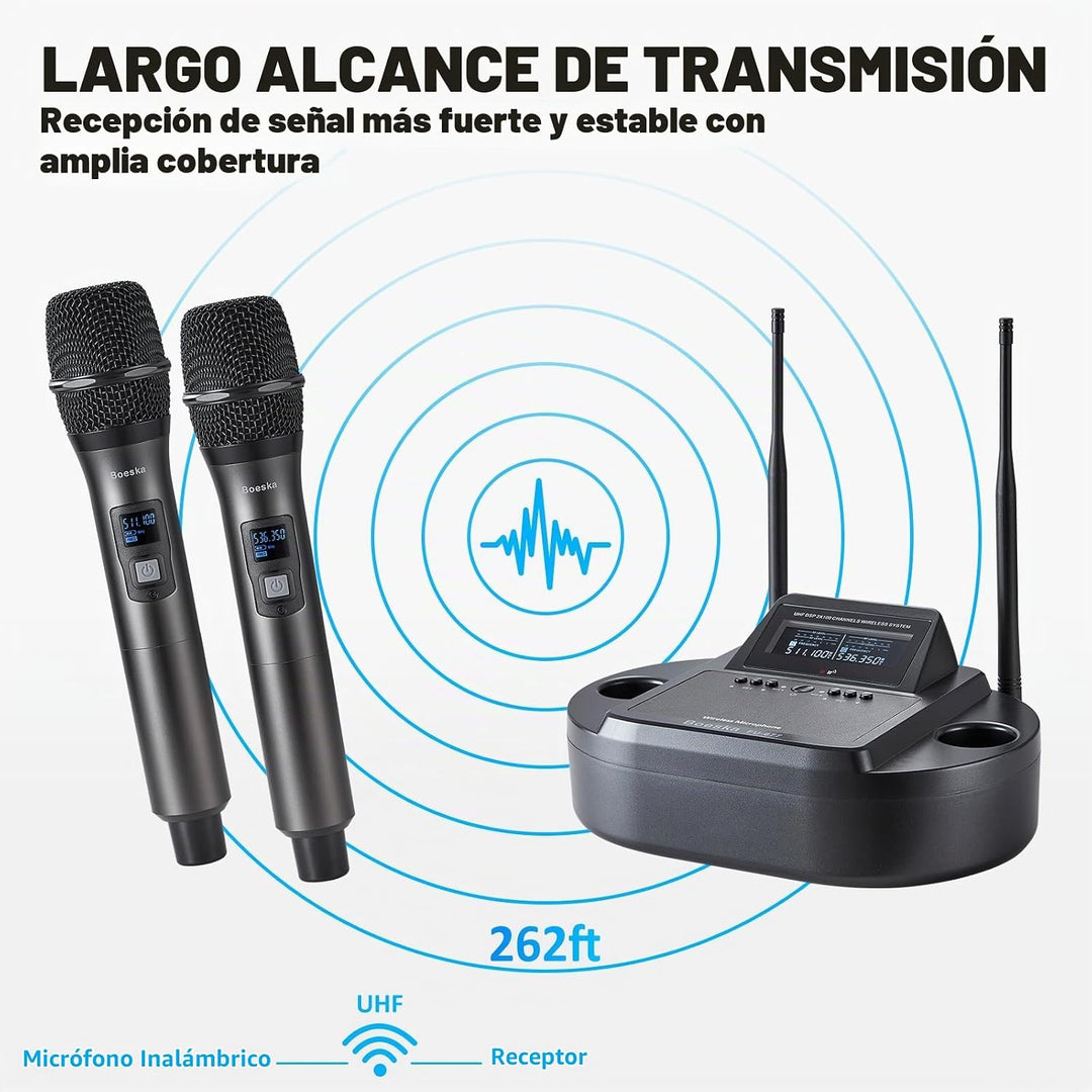 Sistema de micrófono inalámbrico de mano recargable, micrófonos ina...