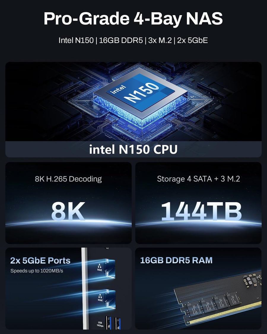 TERRAMASTER Almacenamiento NAS F4-425 Plus - 4 Bahías CPU Intel N15...