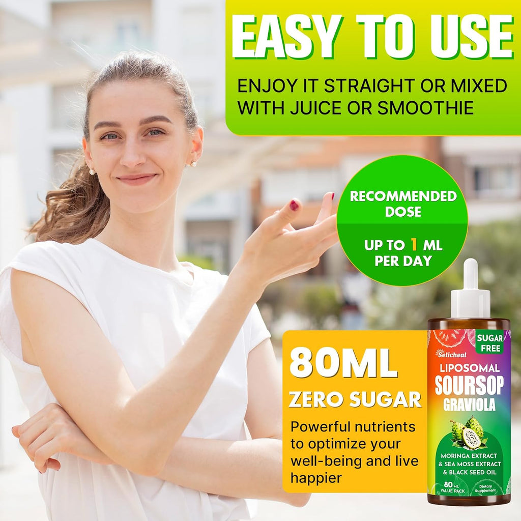 Suplemento gotas líquidas, 10 en 1 gotas multivitamínicas de guanábana con extracto