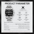 OLEVS Relojes para Hombre de Lujo a prueba de agua Lúminosos de lectura fácil Cronógrafo Con Esmalte Dorado Completo / Blanco Dial / Cara Negra Calendario Pulsera Relojes