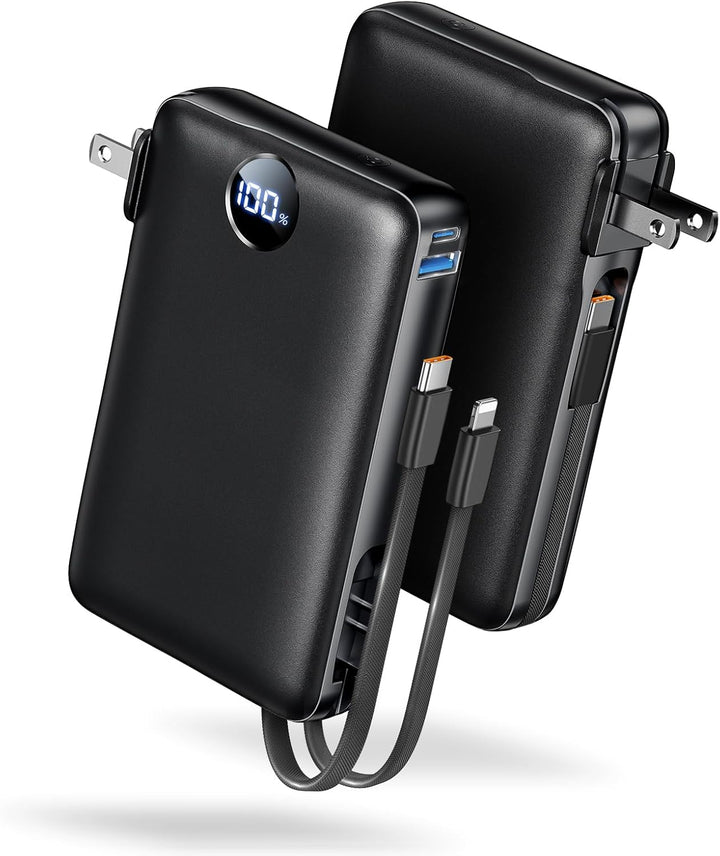 Sucrosey Cargador portátil de 50000 mAh con cable integrado y enchu...