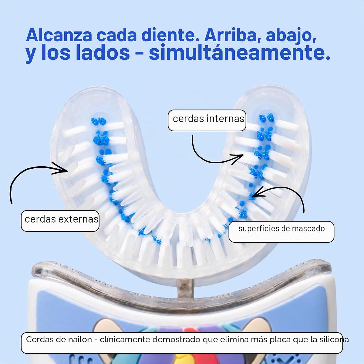 Autobrush - Cepillo de dientes eléctrico en forma de U para niños, Dinosaurio de 3 a 5 años