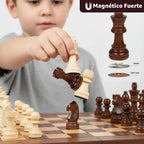 Juego de ajedrez y damas de viaje magnético 2 en 1 de madera