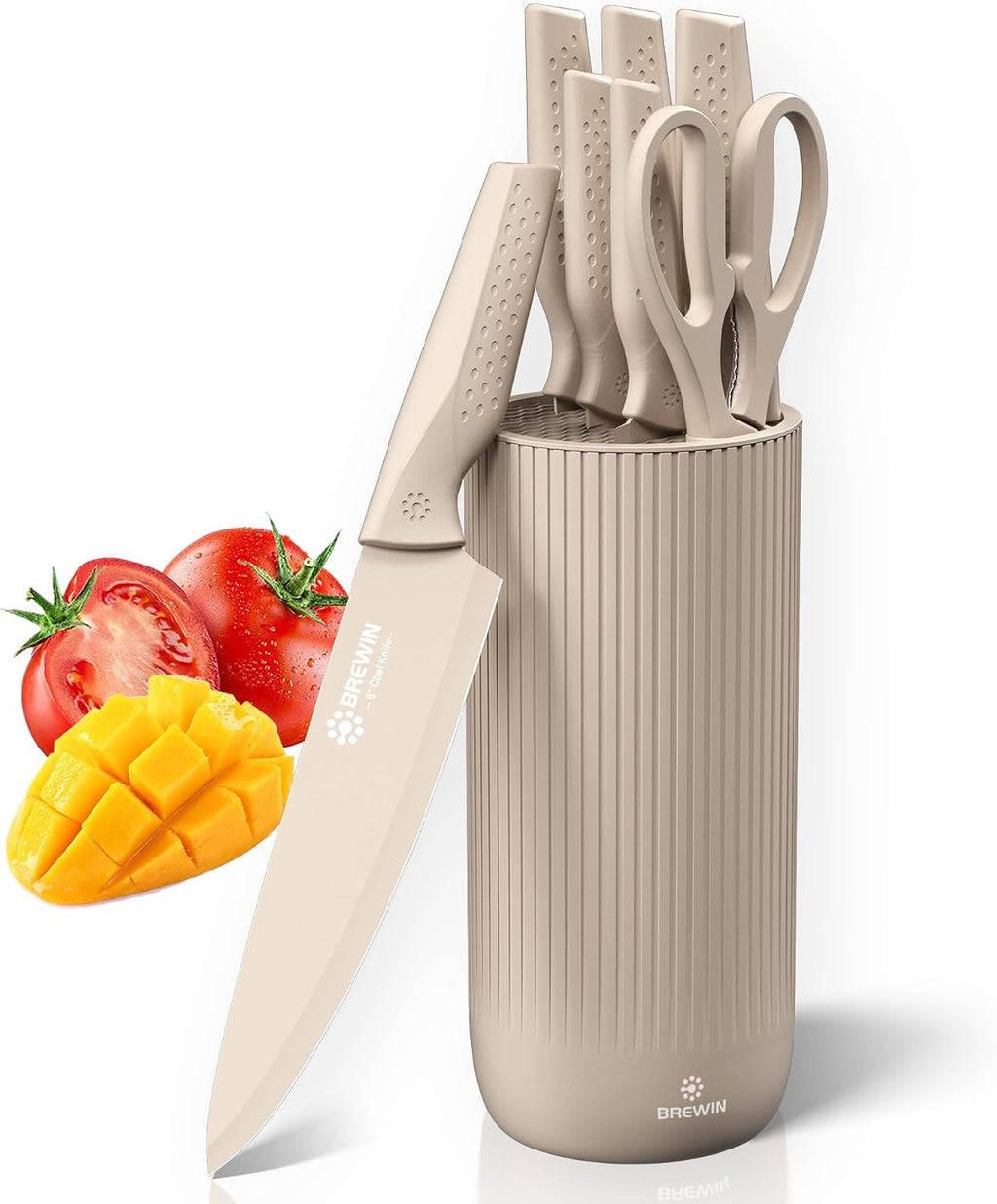 Brewin - Juego de cuchillos de cocina de 8 piezas con bloque universal y