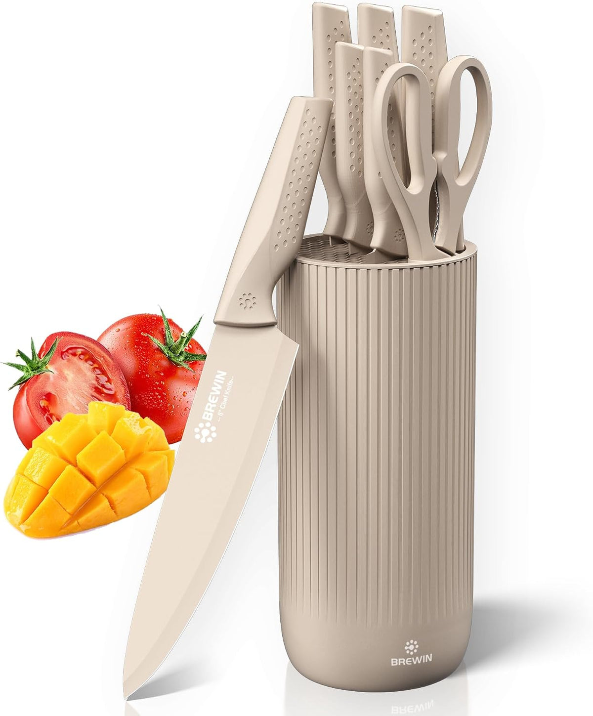 Brewin - Juego de cuchillos de cocina de 8 piezas con bloque universal y