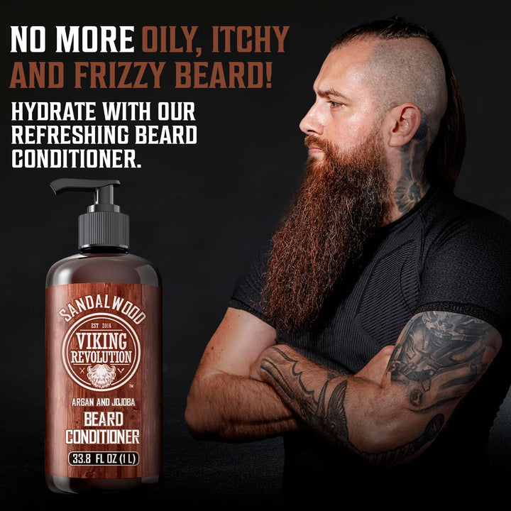 Viking Revolution Acondicionador para barba - Sándalo - 33.8 fl oz