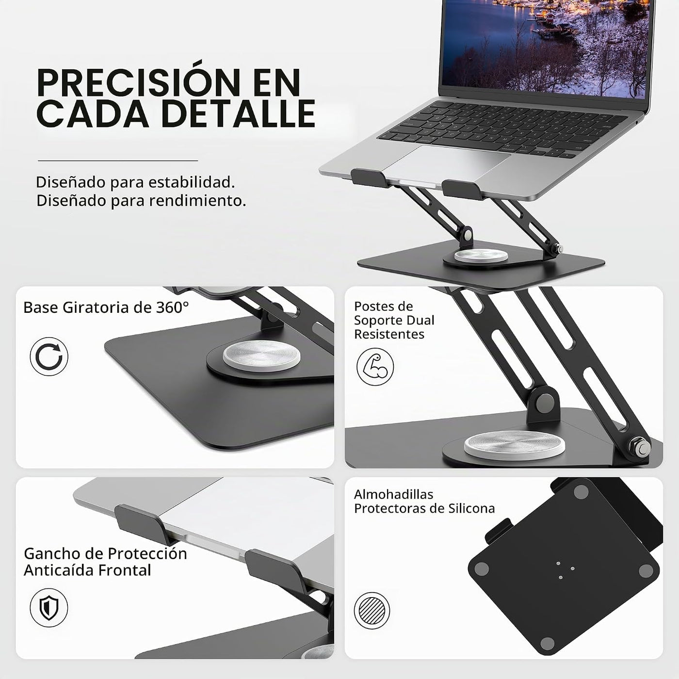 ALASHI Soporte para laptop para escritorio con base giratoria de 36...