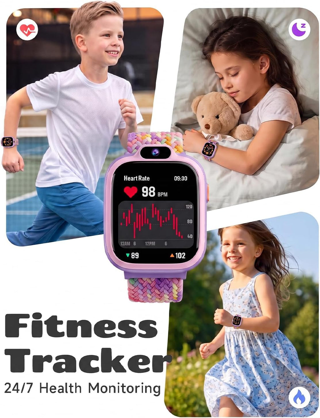 BIGGERFIVE Reloj inteligente para niños, rastreador de actividad física con