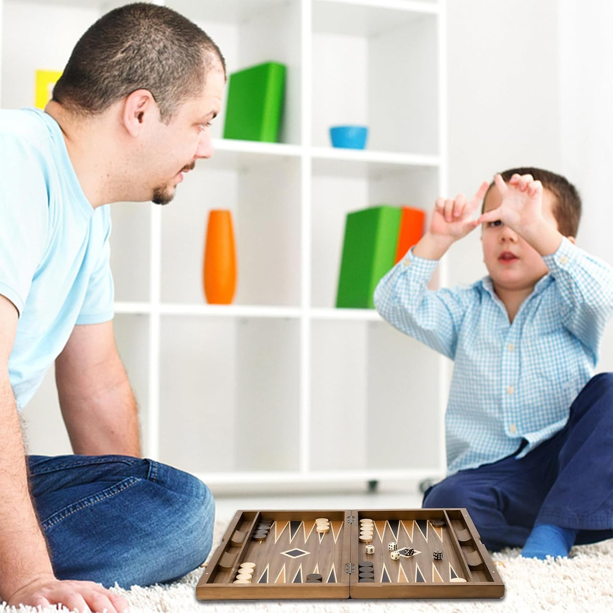GSE Games & Sports Expert Juego de tablero de backgammon plegable de madera de alta calidad, juegos de mesa clásicos tradicionales de estrategia (estrella, 21 pulgadas)