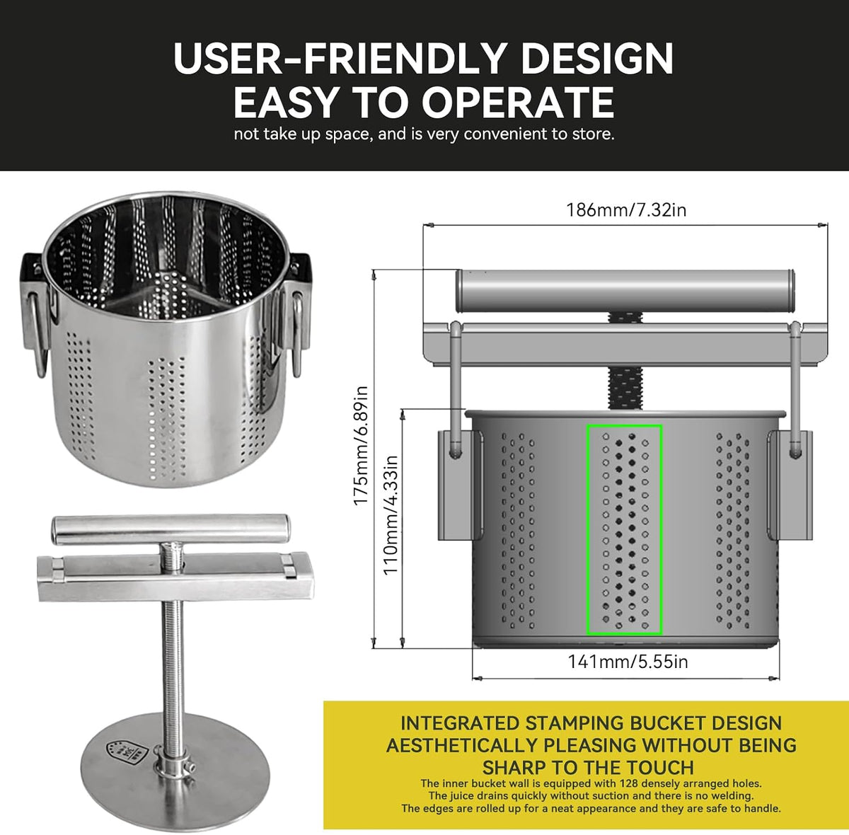 SQUEEZE master Exprimidor manual de verduras y prensa de queso, prensa de alimentos para relleno de albóndigas, espinacas, tofu, hierbas y jugo de frutas, 0.5 galones