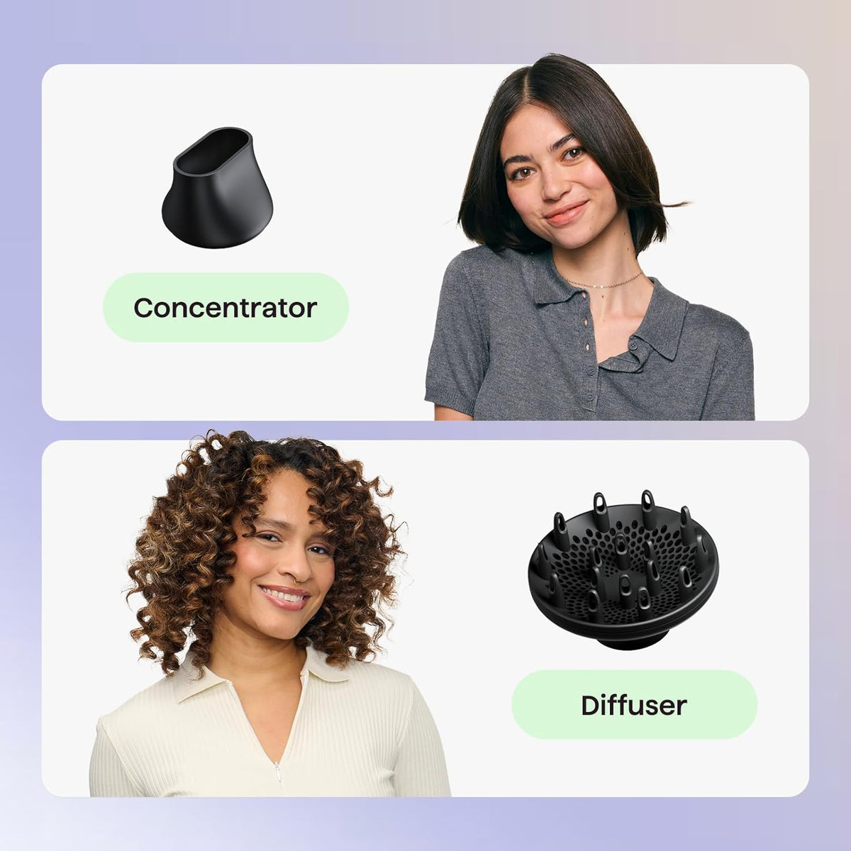 Wavytalk Secador de pelo con difusor, secador de pelo plegable, dif...