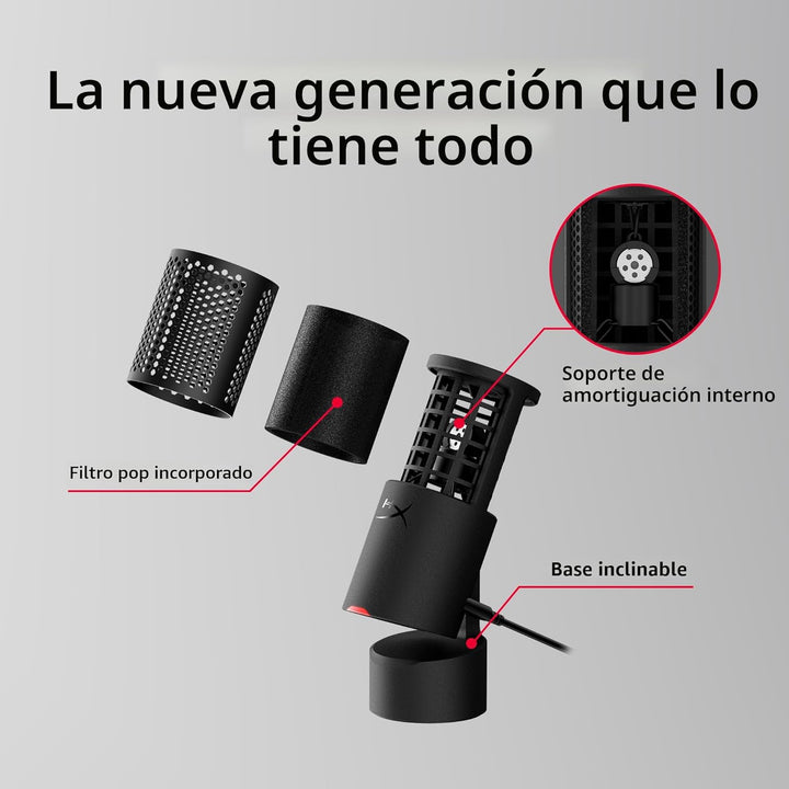 HyperX SoloCast 2 - Micrófono condensador USB para juegos para PC,...
