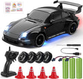 RC Drift Car, Auto a Control Remoto 1:24 para Niños y Adultos, Negro Carbón