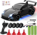 RC Drift Car, Auto a Control Remoto 1:24 para Niños y Adultos, Negro Carbón