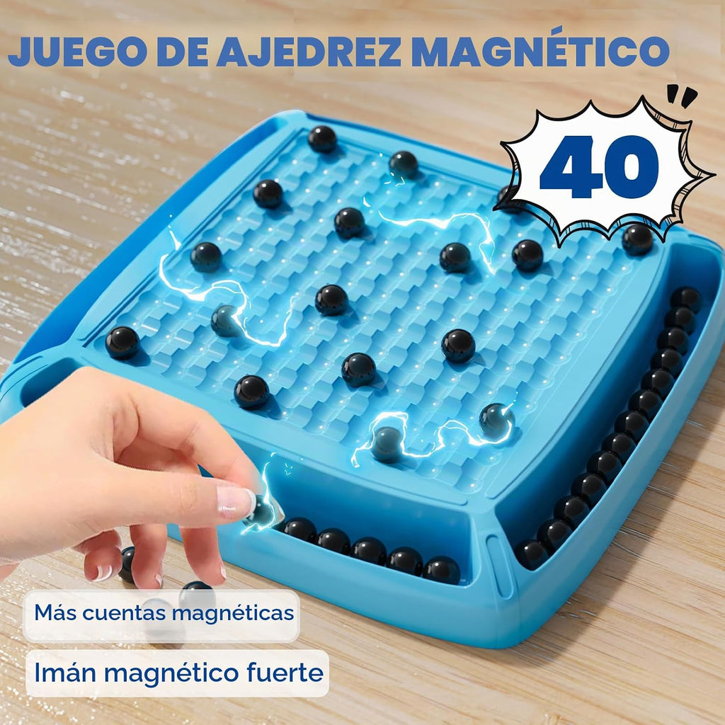 Juego de imán, juegos magnéticos de ajedrez, juegos de mesa para niños de 6 a 8 a 12 años, juegos de ajedrez magnéticos, juegos de mesa familiares para niños y adultos, juego magnético con 40 piezas, divertidos regalos de cumpleaños para niños (azul)