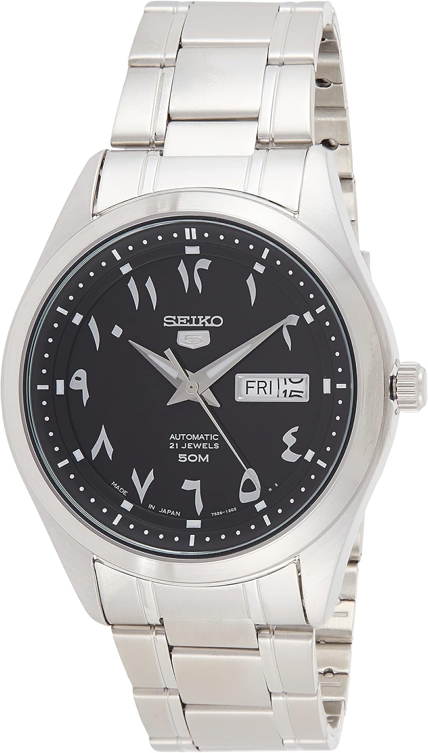 SEIKO 5 Reloj automático negro árabe oriental para hombre SNKP21J1