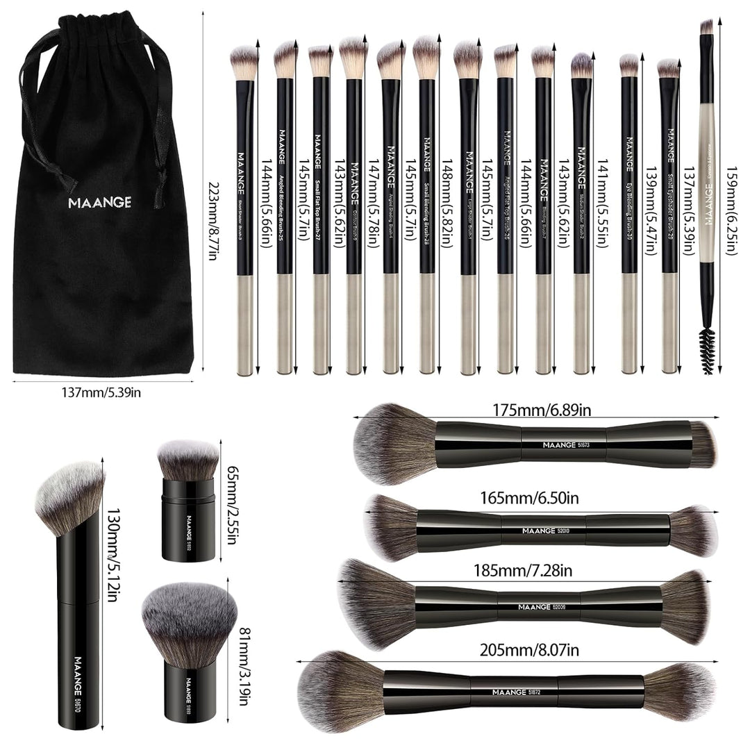 MAANGE Juego de 20 brochas de maquillaje para base, brocha Kabuki d...