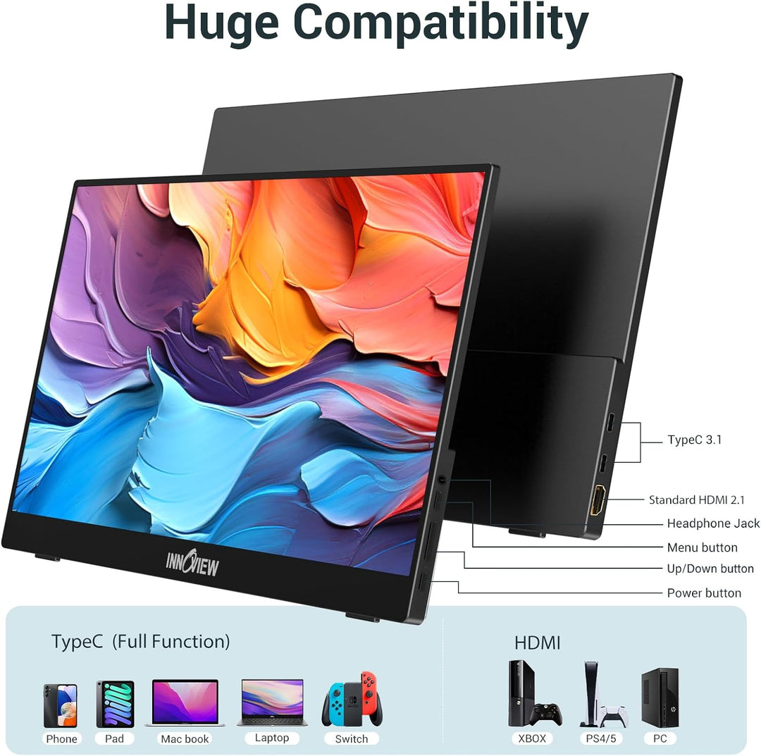 InnoView Monitor portátil, 15.6 pulgadas FHD 1080P HDMI USB C segun...
