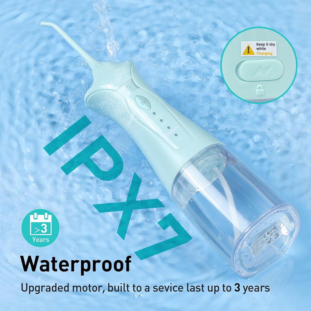 COSLUS Irrigador Dental de Agua para Dientes: 4 Modos, Inalámbrico,...