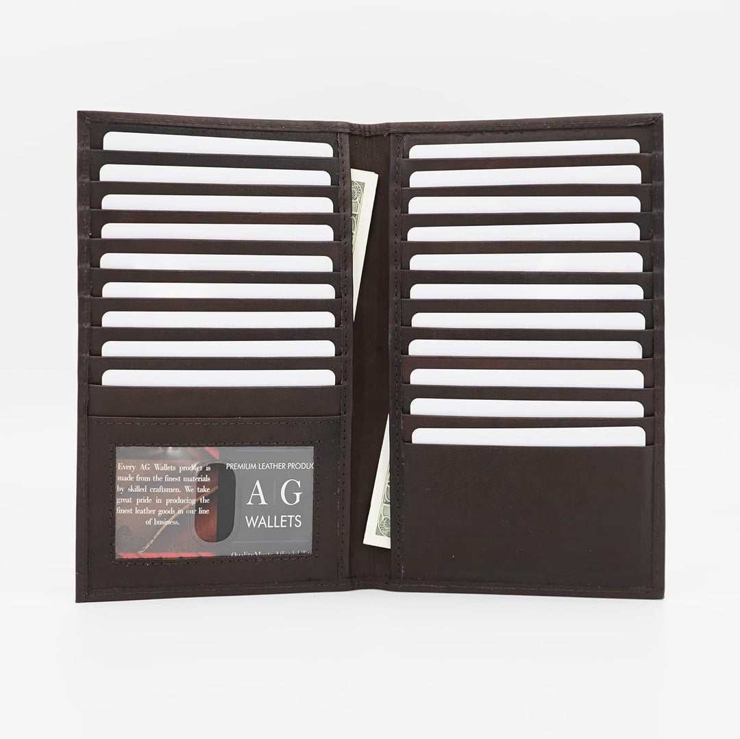 ag wallets Cartera Larga de Cuero Genuino para Hombre con ID para 1...