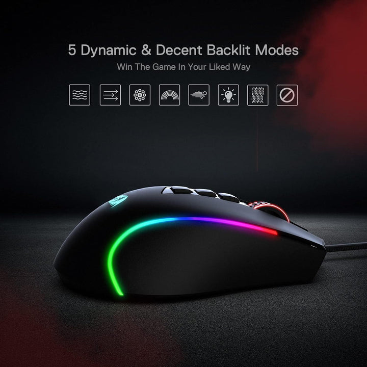 Redragon M612 Predator - Mouse para juegos RGB con cable, 8000 DPI,...