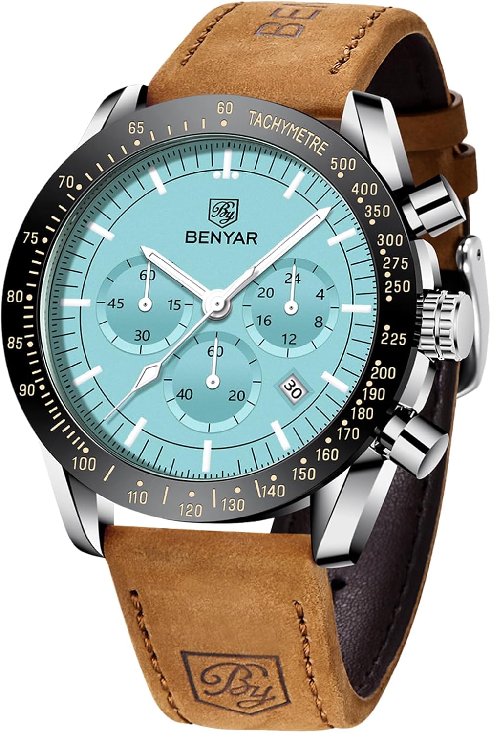BENYAR Relojes de pulsera para hombre, cronógrafo analógico, de cuarzo, impermeables, para negocios, trabajo, casual, deportivo, con calendario