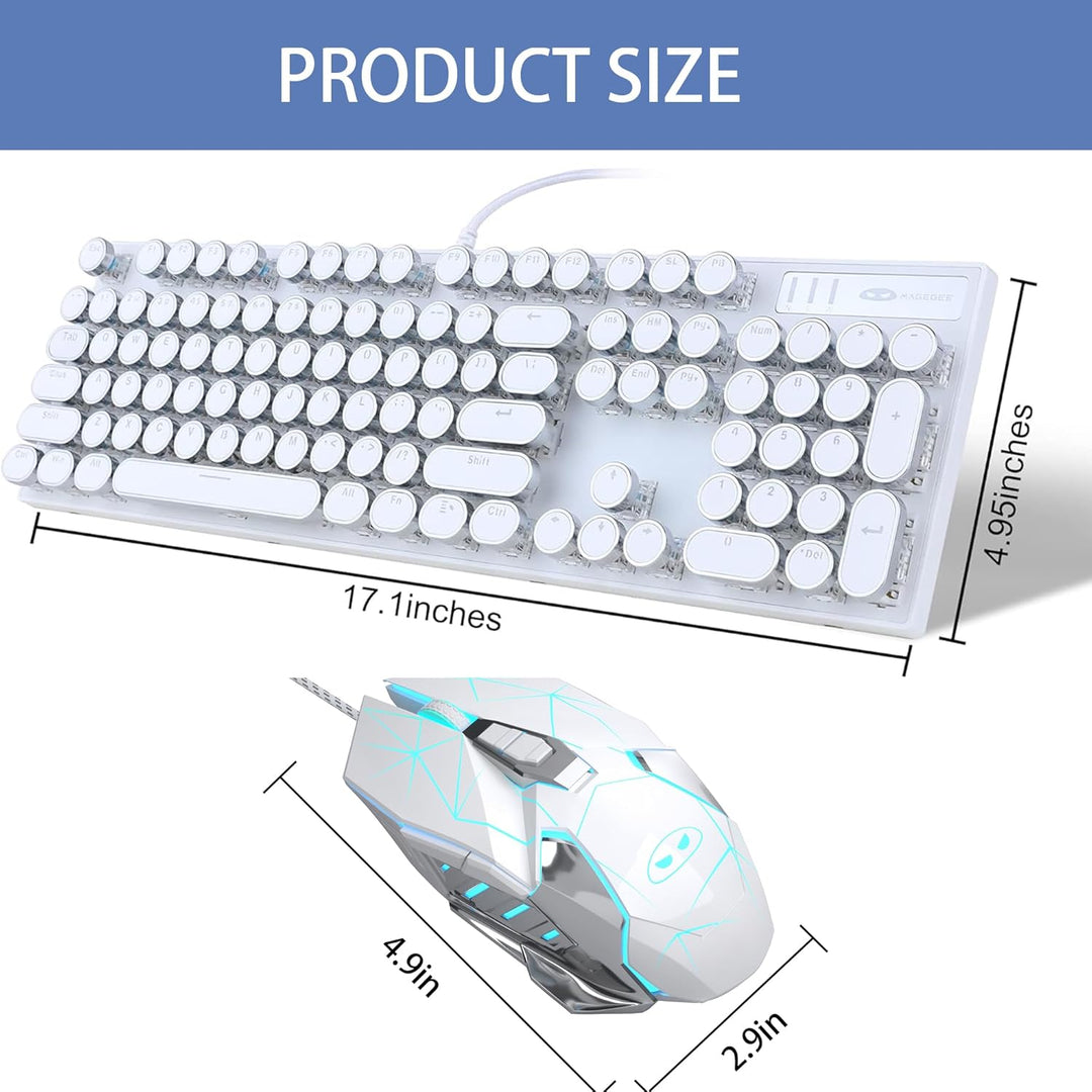 Combo de teclado y mouse retro de máquina de escribir, bonito tecla...