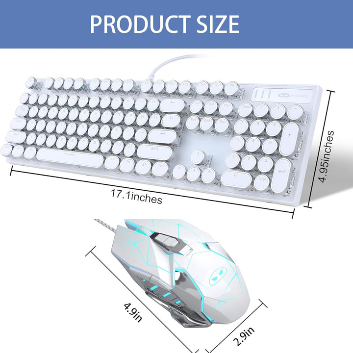 Combo de teclado y mouse retro de máquina de escribir, bonito tecla...