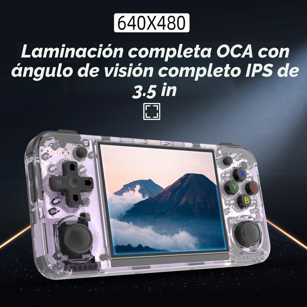 RG35XX H Retro Handheld Game Console Linux System 3.5 ''IPS Pantalla 64G TF Tarjeta con 3545+ Juegos preinstalados RG 35XXH Consola de juegos portátil RG35XXH Soporte 5G WiFi Bluetooth HDMI Púrpura