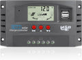 Controlador de carga de panel solar MPPT de 100 A, controlador de cargador de batería solar automático de 12 V/24 V con pantalla LCD, puerto USB dual y temporizador de ajuste de horas de
