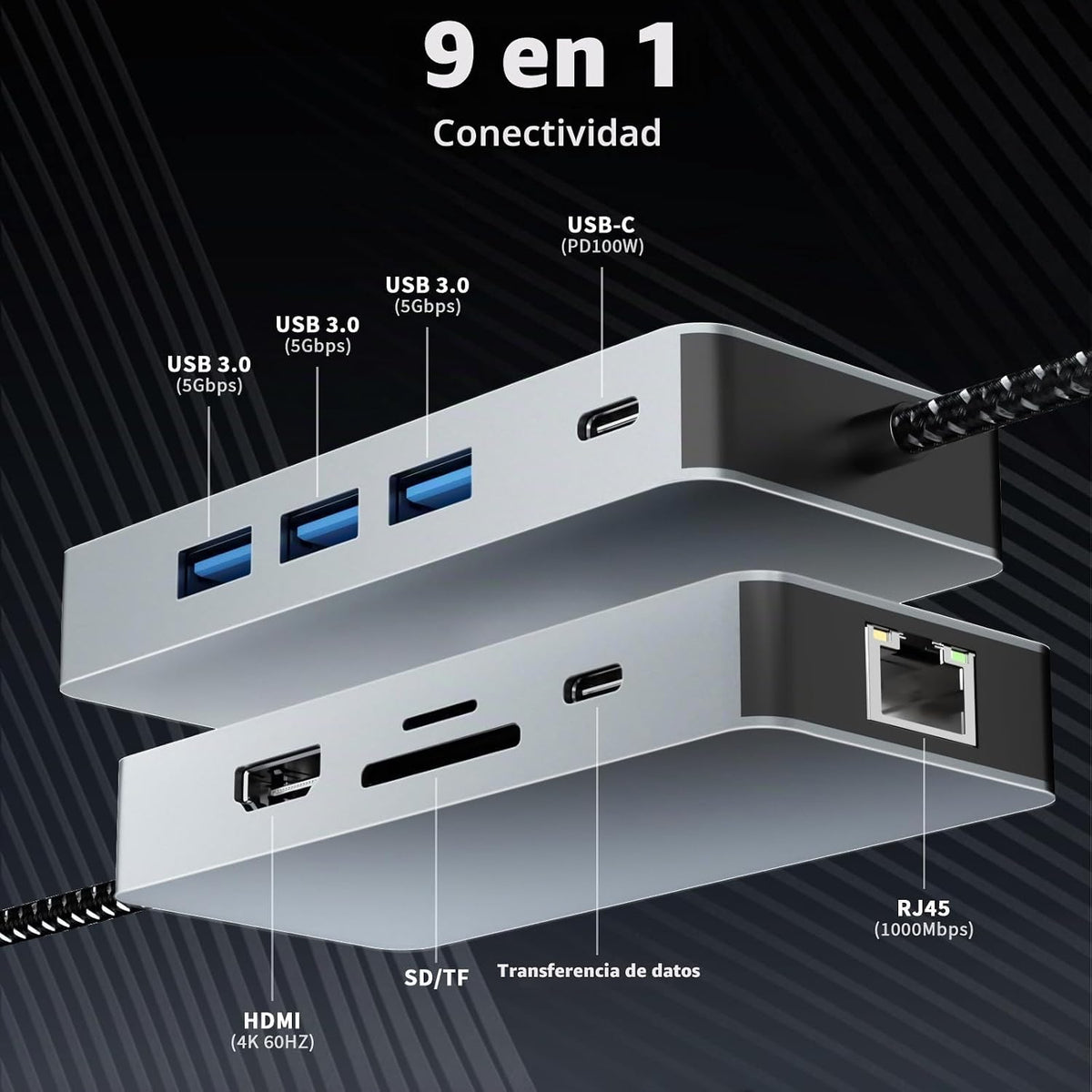 Aplimln, hub USB 3.0 de 3 puertos