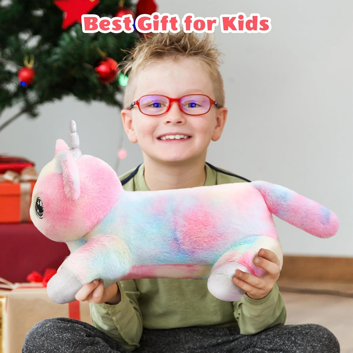 SQEQE Gato Unicornio de Peluche Mamá Gato Unicornio con 4 Lindos