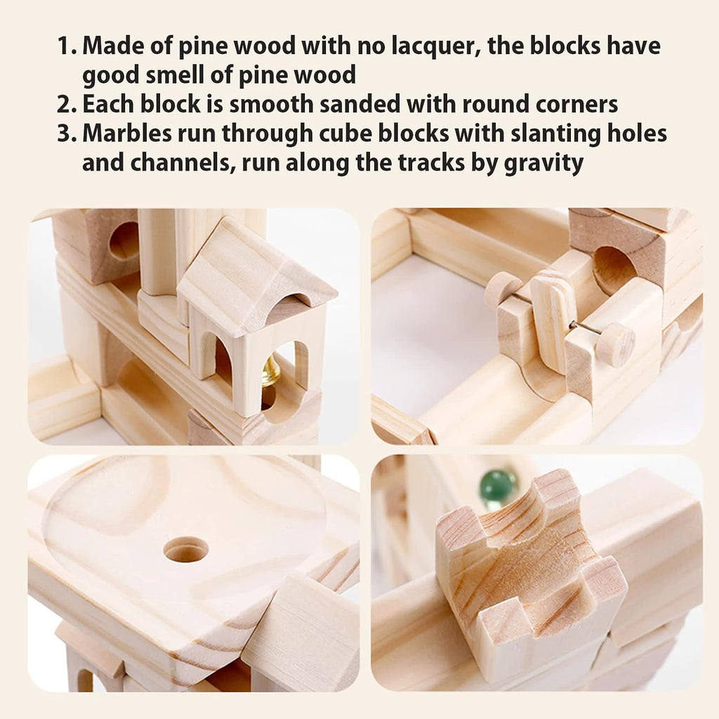 Carrera de mármol de madera para niños, juego de construcción de laberinto