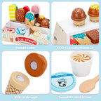 Juego de juguetes de madera para contador de helados, juego de comida para