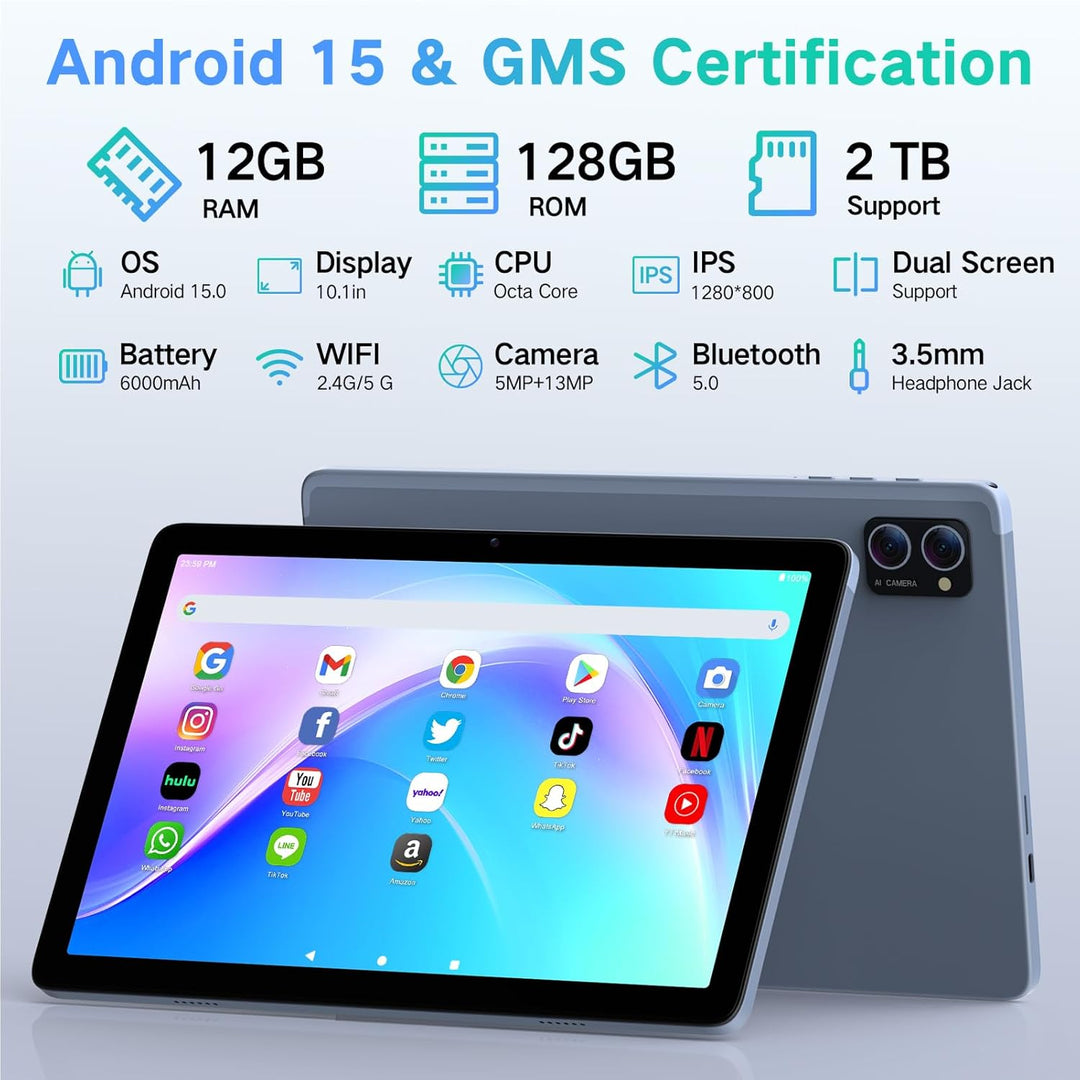 LECTRUS Tablet Android 15 de 10.1 pulgadas con Gemini AI, Octa-Core...