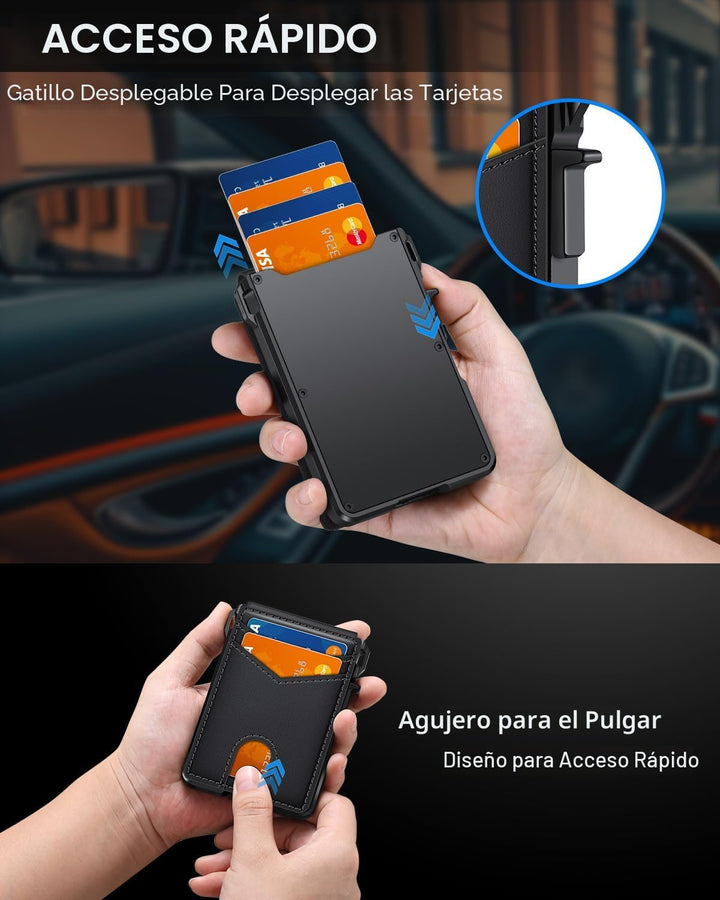 Cartera para hombres, cartera minimalista para hombres de 9-13 tarj...