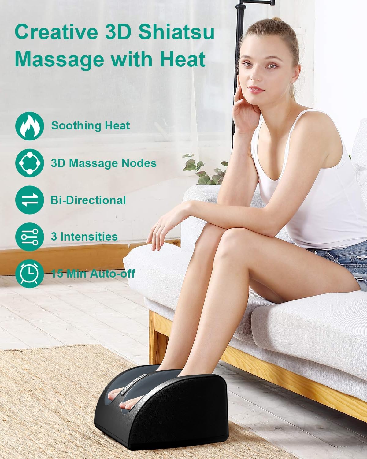 LINGTENG - Masajeador de pies Shiatsu con calor, masajeador de pies HSA