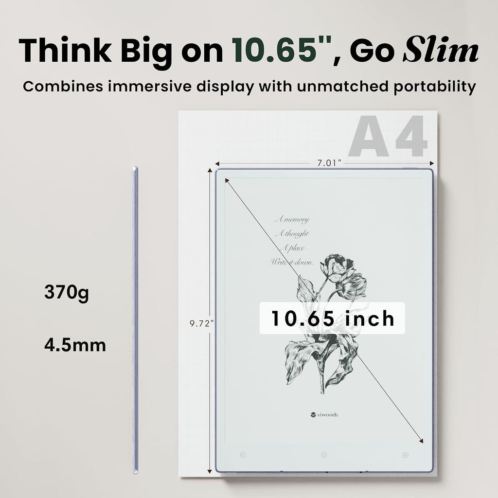 VIWOODS AiPaper - Tableta AI E Ink de 10.65 pulg.