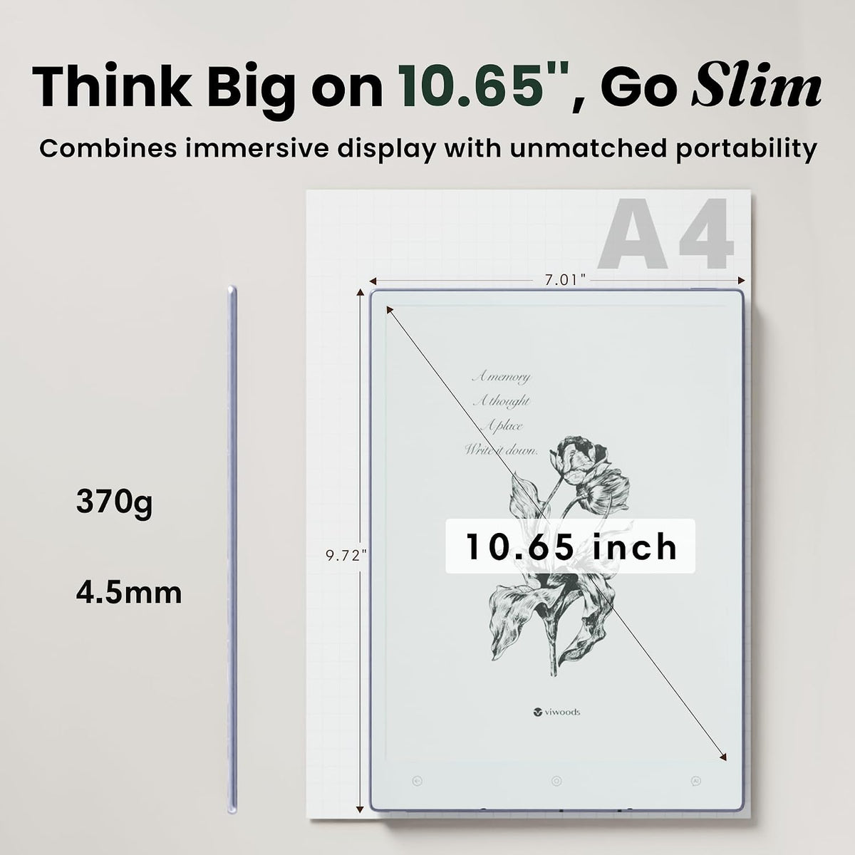 VIWOODS AiPaper - Tableta AI E Ink de 10.65 pulg.