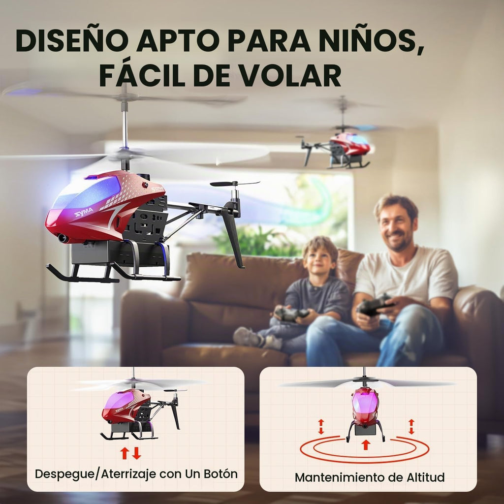 SYMA Helicóptero RC para niños, luces LED de 7 colores, 40 minutos de tiempo de vuelo, rojo