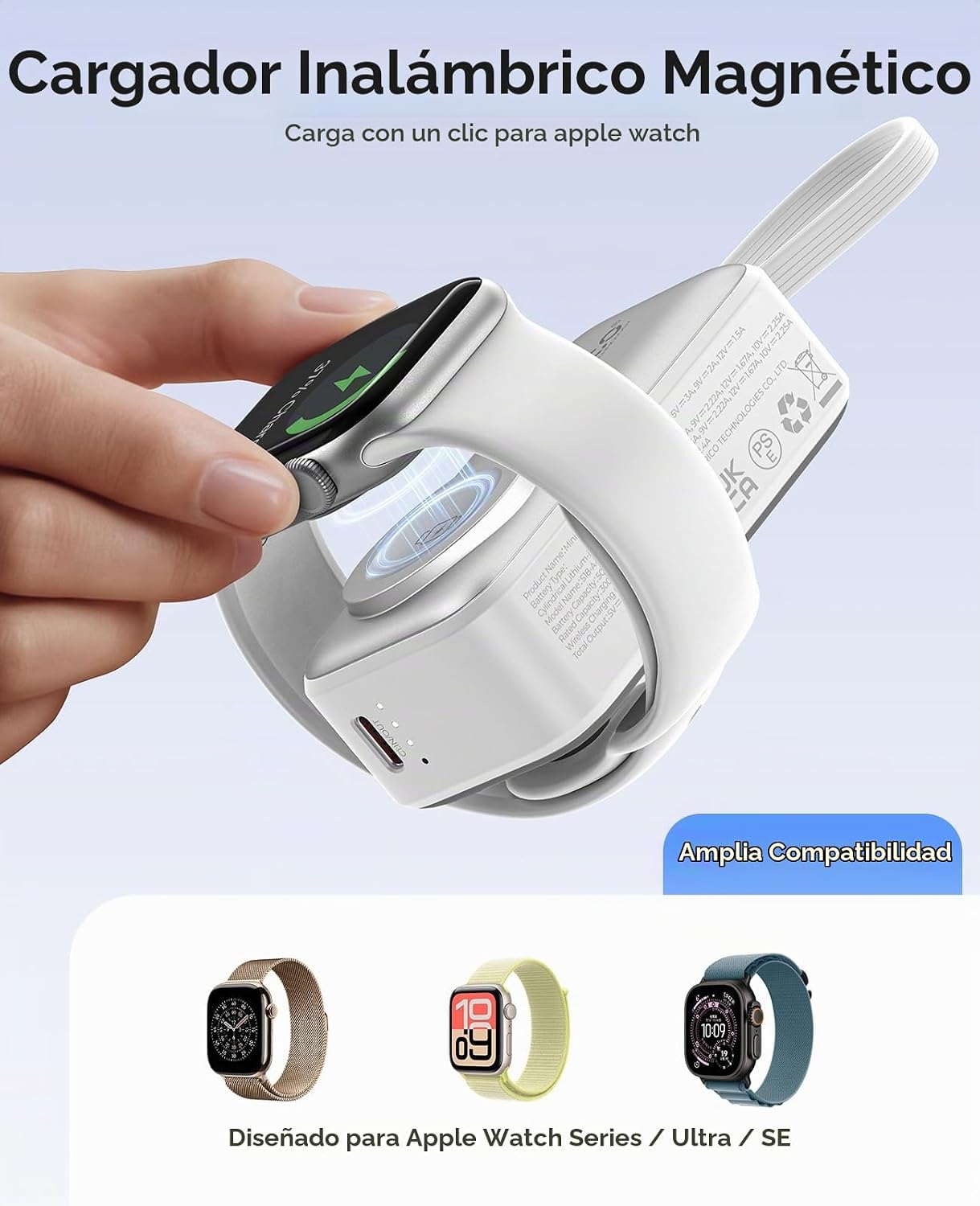 ORICO Cargador portátil con cable Lightning integrado, cargador de...
