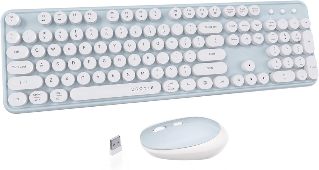 UBOTIE Teclado inalámbrico colorido para computadora y mouse óptico...