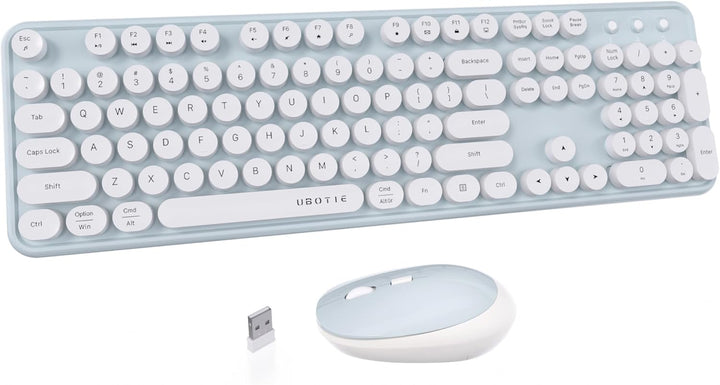 UBOTIE Teclado inalámbrico colorido para computadora y mouse óptico...