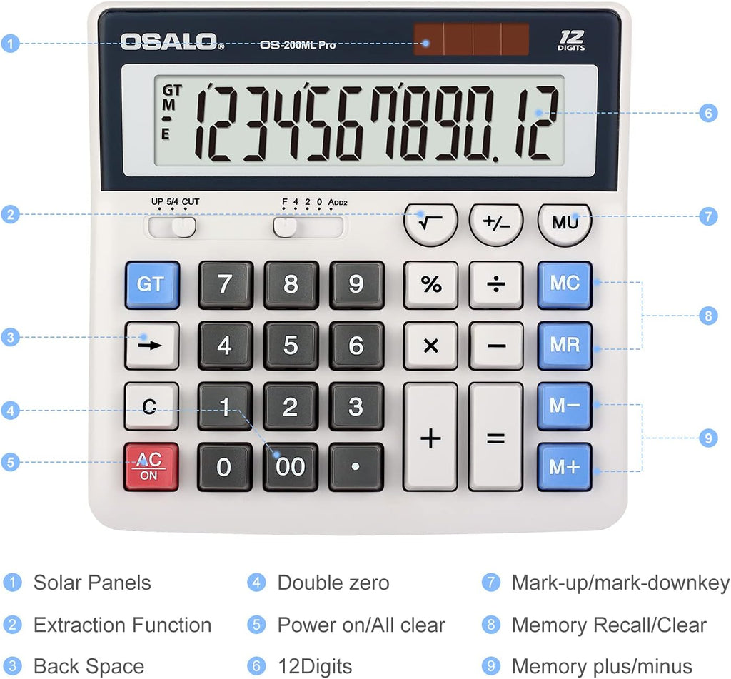 Calculadora de escritorio Contabilidad Pantalla extra grande Botones grandes Calculadora científica 401 Función Batería solar para estudiantes universitarios de oficina, escuela