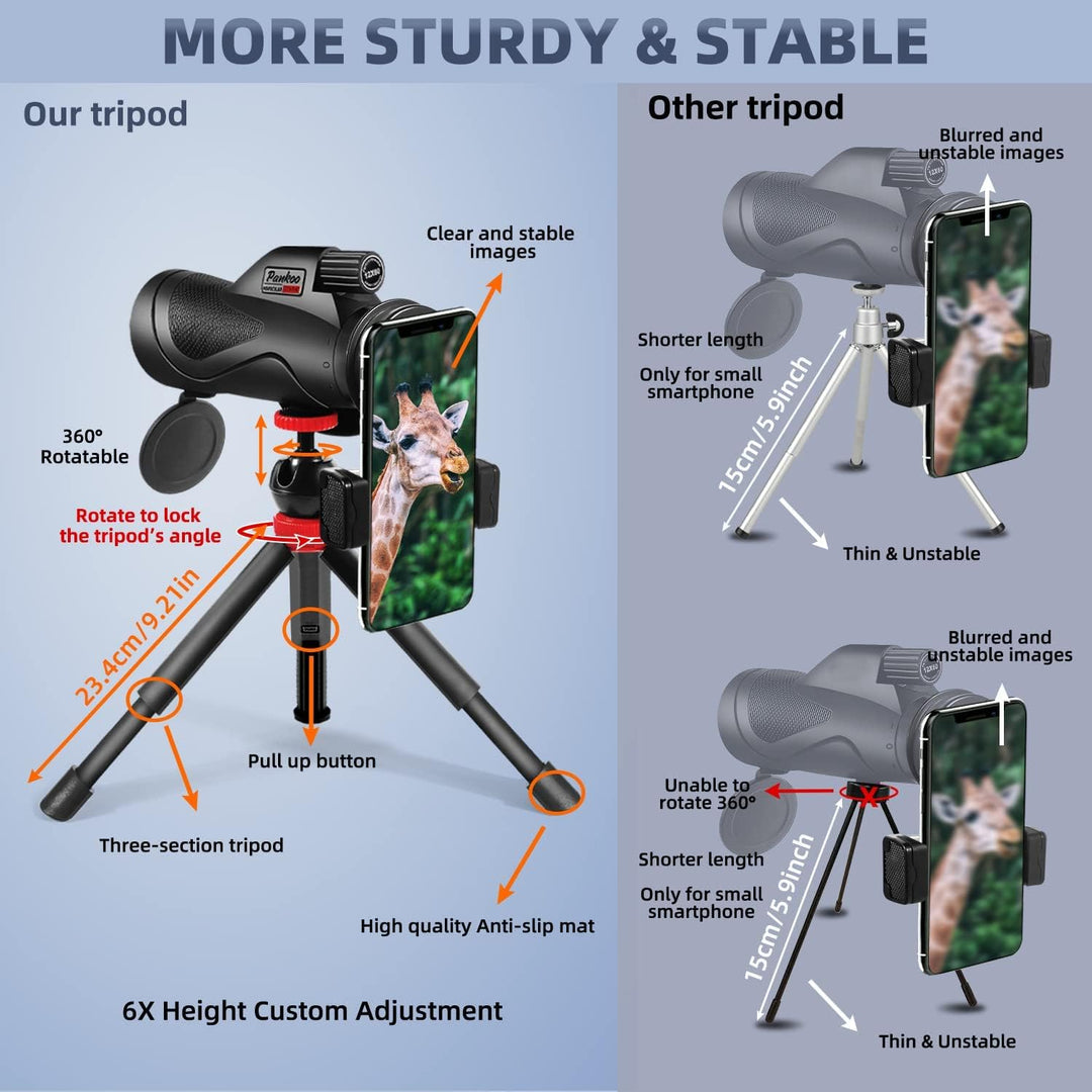 Telescopio monocular de 12 x 60 de alta potencia con