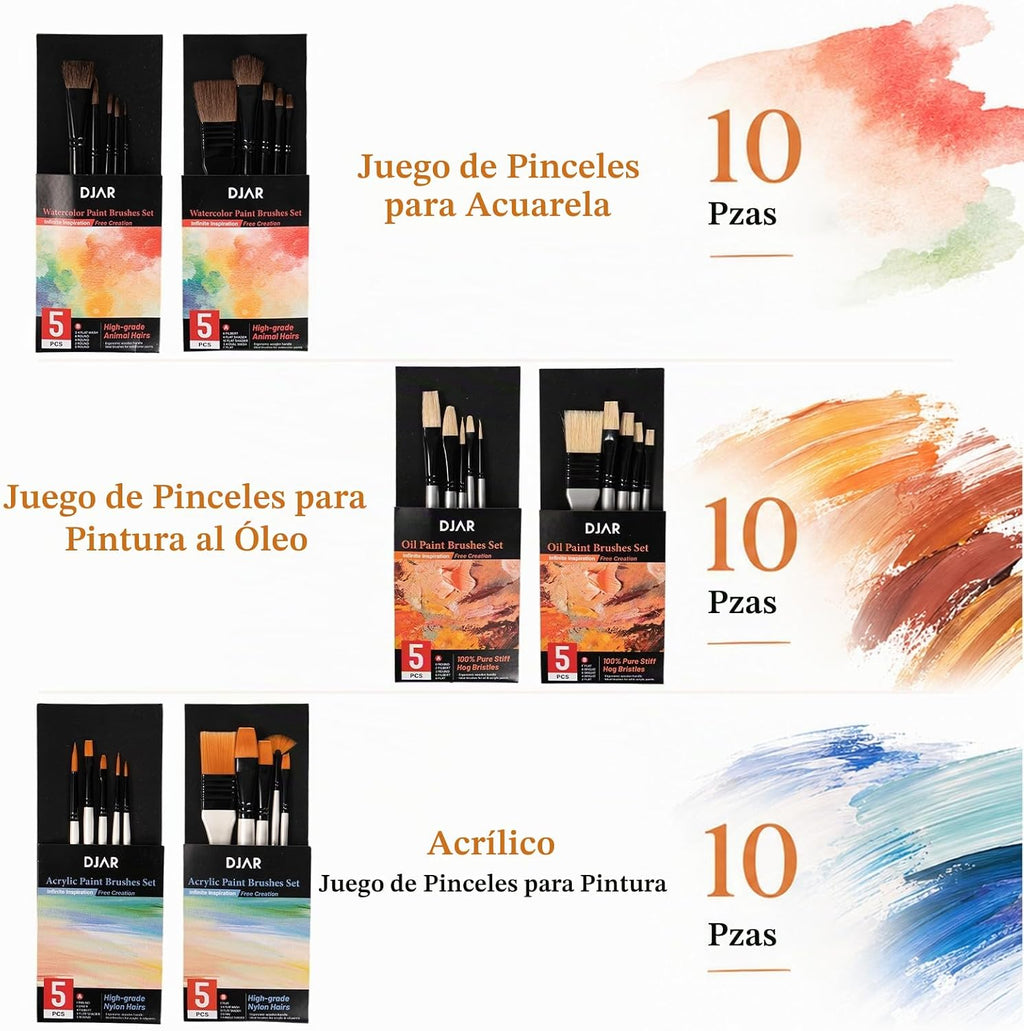 DJAR Juego de pintura artística todo en uno de 174 piezas con caballete de