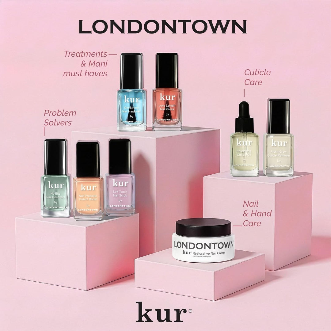 LONDONTOWN Fortalecedor y crecimiento de uñas, esmalte de uñas tran...