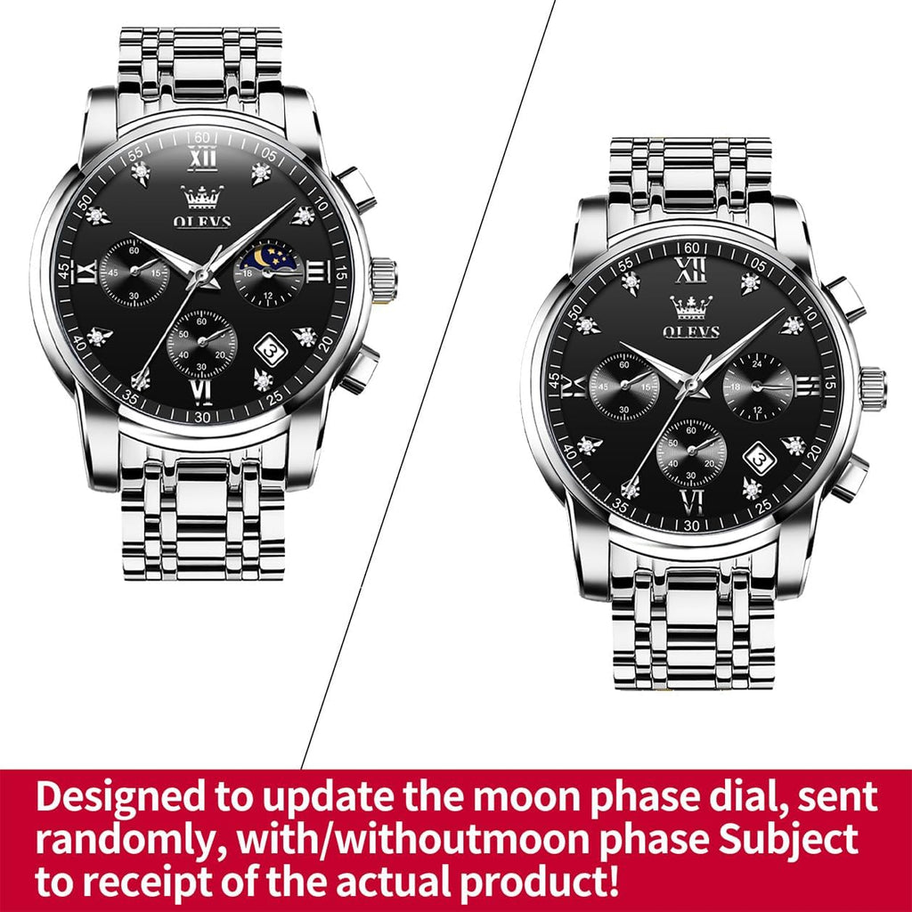 OLEVS Relojes para Hombre de Lujo a prueba de agua Lúminosos de lectura fácil Cronógrafo Con Esmalte Dorado Completo / Blanco Dial / Cara Negra Calendario Pulsera Relojes