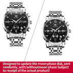 OLEVS Relojes para Hombre de Lujo a prueba de agua Lúminosos de lectura fácil Cronógrafo Con Esmalte Dorado Completo / Blanco Dial / Cara Negra Calendario Pulsera Relojes