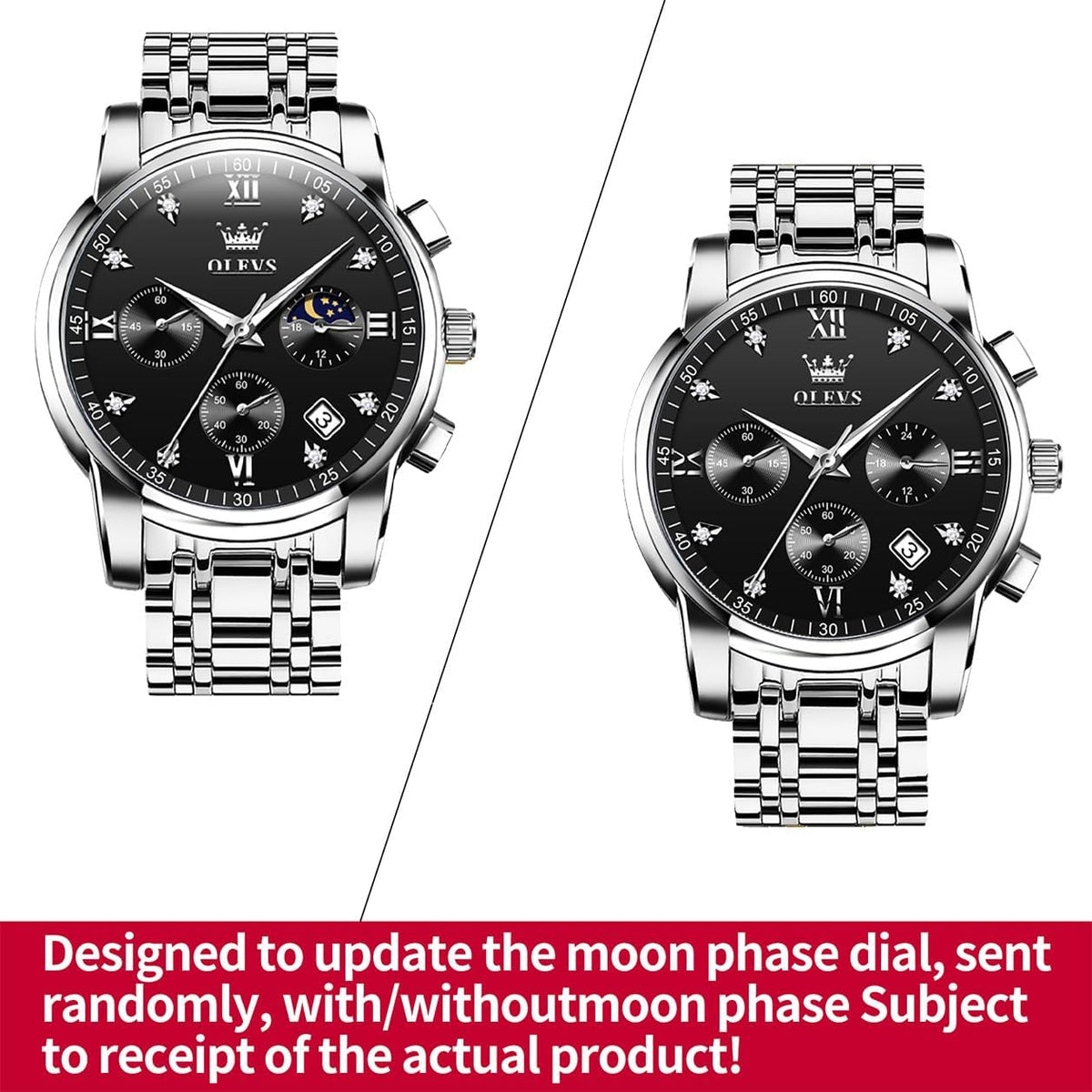 OLEVS Relojes para Hombre de Lujo a prueba de agua Lúminosos de lectura fácil Cronógrafo Con Esmalte Dorado Completo / Blanco Dial / Cara Negra Calendario Pulsera Relojes